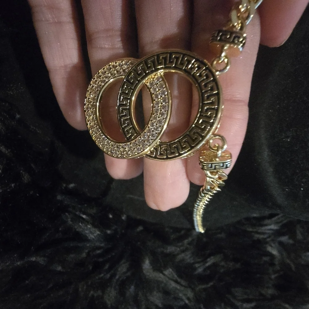 Elegant 21kgp Dubai Jewelry  Gold Necklace and Ring Set